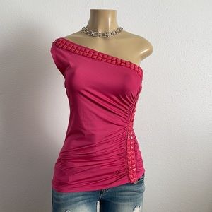 HENDI one shoulder pink top
